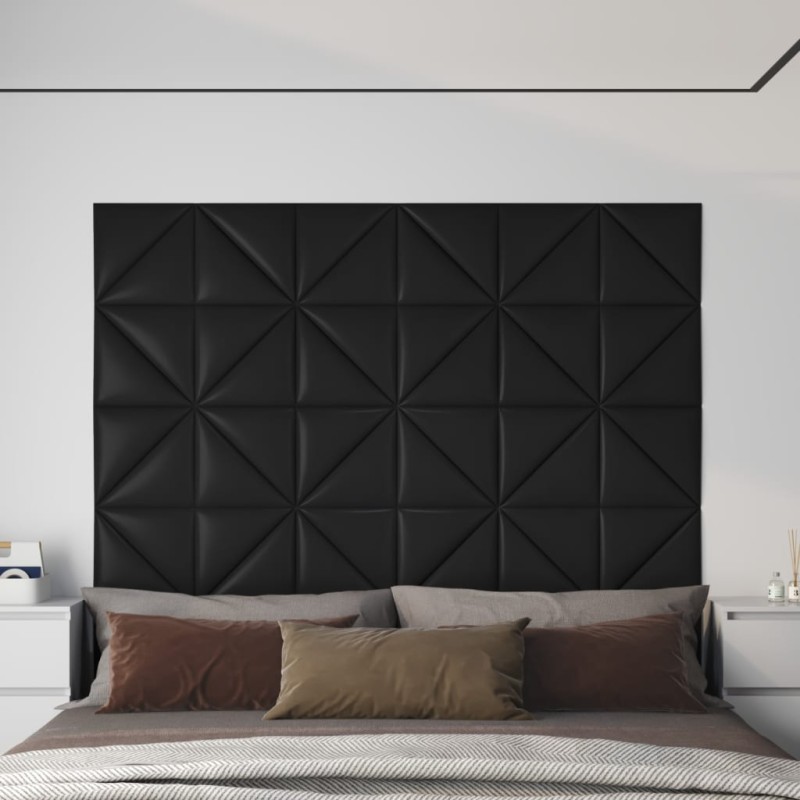 vidaXL Paneles de pared 12 uds cuero sintético negro 30x30 cm 0,54 m² vidaXL Paneles de pared 12 uds cuero sintético negro 30x30 cm 0,54 m²