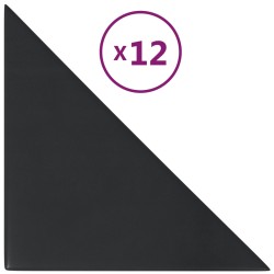 vidaXL Paneles de pared 12 uds cuero sintético negro 30x30 cm 0,54 m²