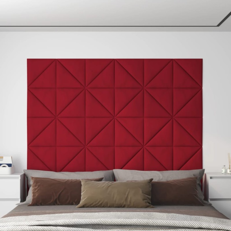 vidaXL Paneles de pared 12 uds terciopelo rojo tinto 30x30 cm 0,54 m² vidaXL Paneles de pared 12 uds terciopelo rojo tinto 30x30 cm 0,54 m²