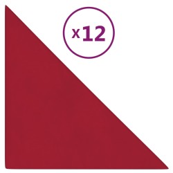 vidaXL Paneles de pared 12 uds terciopelo rojo tinto 30x30 cm 0,54 m²