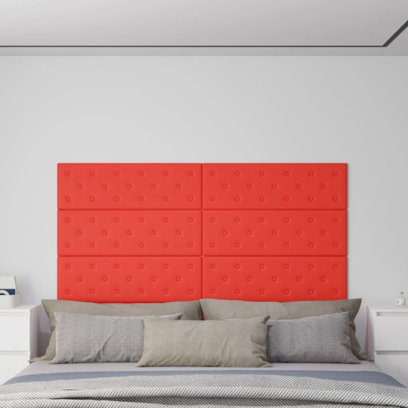 vidaXL Paneles de pared 12 uds cuero sintético rojo 90x30 cm 3,24 m² vidaXL Paneles de pared 12 uds cuero sintético rojo 90x30 cm 3,24 m²