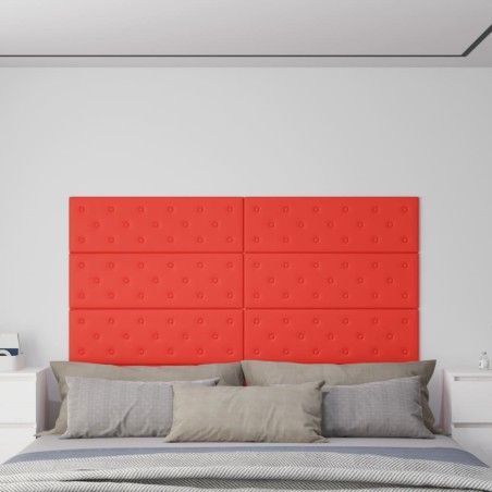 vidaXL Paneles de pared 12 uds cuero sintético rojo 90x30 cm 3,24 m²