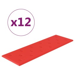 vidaXL Paneles de pared 12 uds cuero sintético rojo 90x30 cm 3,24 m²