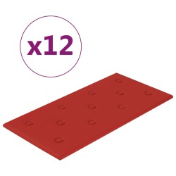 vidaXL Paneles de pared 12 uds cuero PE rojo tinto 60x30 cm 2,16 m²