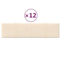 vidaXL Paneles de pared 12 uds terciopelo color crema 60x15 cm 1,08 m²