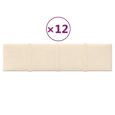 vidaXL Paneles de pared 12 uds terciopelo color crema 60x15 cm 1,08 m²