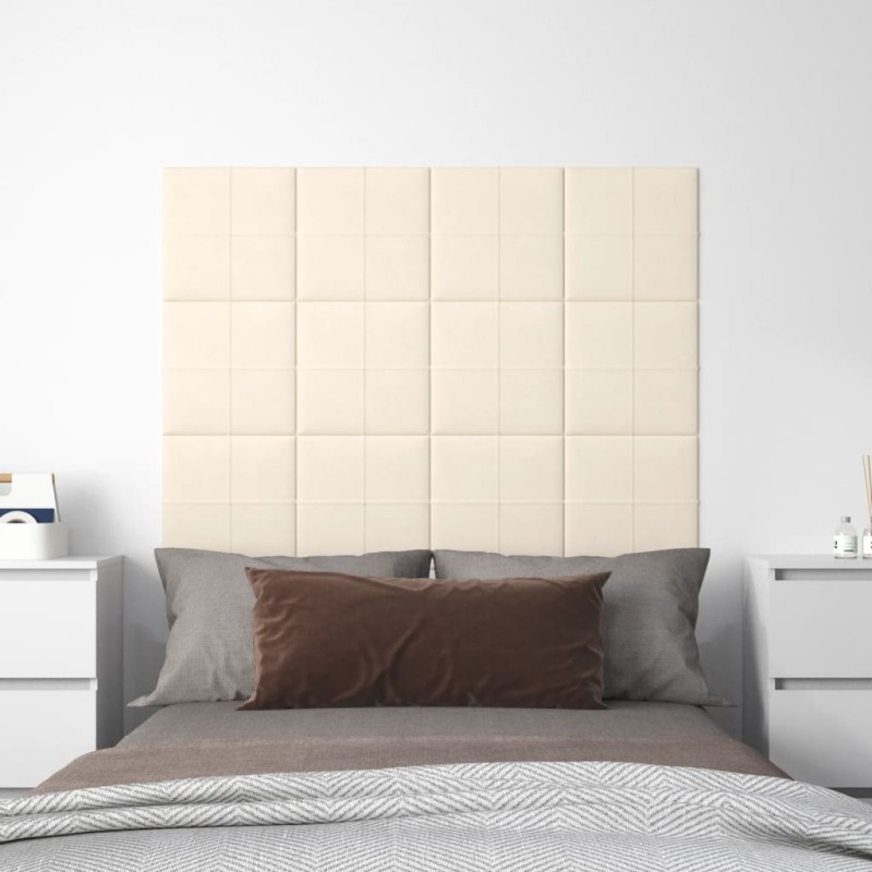 vidaXL Paneles de pared 12 uds terciopelo crema 30x30 cm 1,08 m² vidaXL Paneles de pared 12 uds terciopelo crema 30x30 cm 1,08 m²