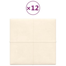 vidaXL Paneles de pared 12 uds terciopelo crema 30x30 cm 1,08 m²