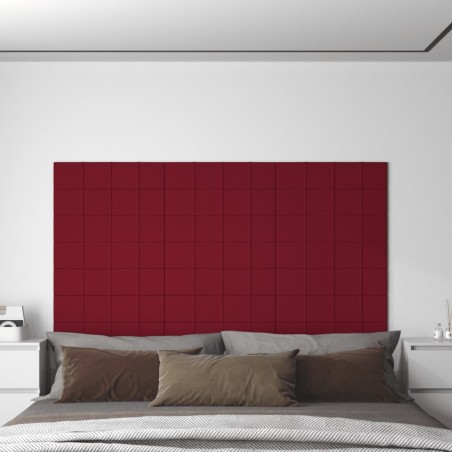 vidaXL Paneles de pared 12 uds terciopelo rojo tinto 60x15 cm 1,08 m²