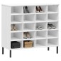 vidaXL Zapatero patas de metal OSLO madera maciza blanco 95x35x86 cm vidaXL Zapatero patas de metal OSLO madera maciza blanco 95x35x86 cm