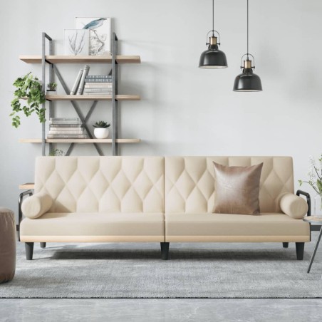 vidaXL Sofá cama con reposabrazos tela color crema