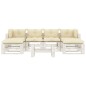 vidaXL Set muebles de palets de jardín 7 pzas madera con cojines crema vidaXL Set muebles de palets de jardín 7 pzas madera con cojines crema
