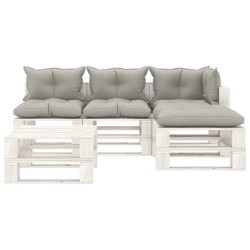  vidaXL Muebles de palets de jardín 5 pzas madera cojines taupe