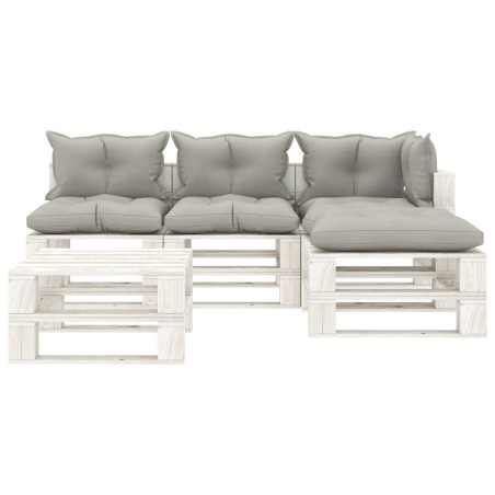  vidaXL Muebles de palets de jardín 5 pzas madera cojines taupe
