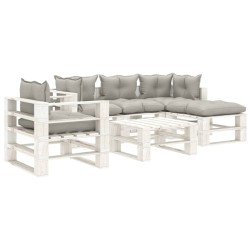 vidaXL Set de muebles de palets de jardín 6 pzas madera cojines taupe
