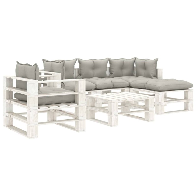 vidaXL Set de muebles de palets de jardín 6 pzas madera cojines taupe