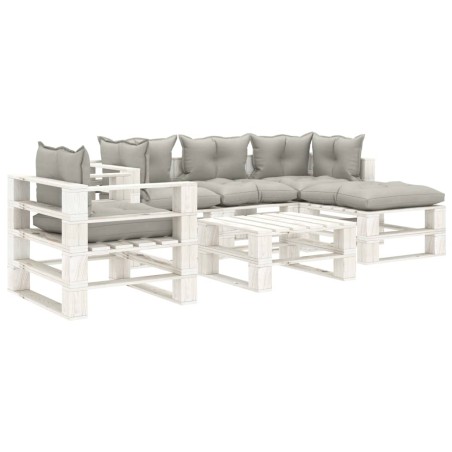 vidaXL Set de muebles de palets de jardín 6 pzas madera cojines taupe