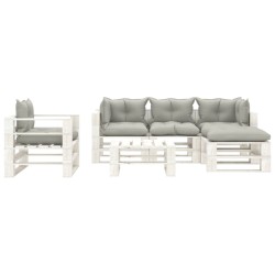 vidaXL Set de muebles de palets de jardín 6 pzas madera cojines taupe