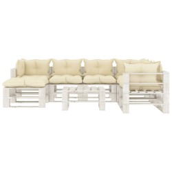 vidaXL Set de muebles de palets de jardín 8 pzas madera cojines crema