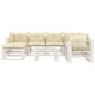 vidaXL Set de muebles de palets de jardín 8 pzas madera cojines crema