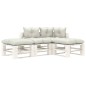vidaXL Set muebles de jardín de palets 4 pzas madera con cojines beige vidaXL Set muebles de jardín de palets 4 pzas madera con cojines beige