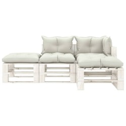 vidaXL Set muebles de jardín de palets 4 pzas madera con cojines beige