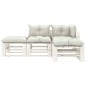 vidaXL Set muebles de jardín de palets 4 pzas madera con cojines beige vidaXL Set muebles de jardín de palets 4 pzas madera con cojines beige