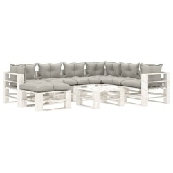 vidaXL Set muebles de palés de jardín 8 pzas madera cojines taupe