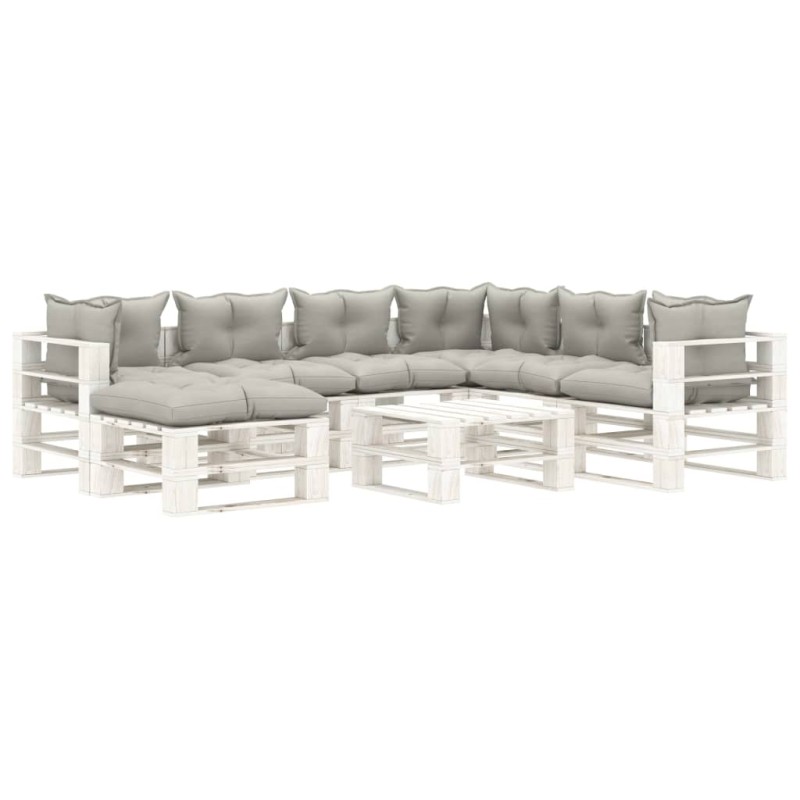 vidaXL Set muebles de palés de jardín 8 pzas madera cojines taupe vidaXL Set muebles de palés de jardín 8 pzas madera cojines taupe
