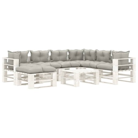 vidaXL Set muebles de palés de jardín 8 pzas madera cojines taupe