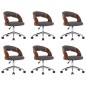 vidaXL Sillas de comedor giratorias 6 uds madera curvada y tela gris vidaXL Sillas de comedor giratorias 6 uds madera curvada y tela gris