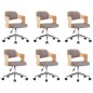 vidaXL Sillas comedor giratorias 6 uds madera curvada tela gris taupe