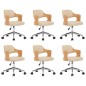 vidaXL Sillas de comedor giratorias 6 uds madera curvada cuero crema vidaXL Sillas de comedor giratorias 6 uds madera curvada cuero crema