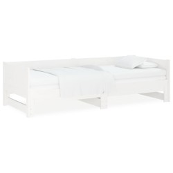 vidaXL Sofá cama extraíble madera maciza de pino blanco 2x(90x190) cm