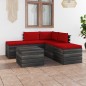vidaXL Muebles de jardín de palets 6 piezas cojines madera maciza pino