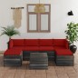 vidaXL Muebles de palés para jardín 7 pzas cojines madera maciza pino vidaXL Muebles de palés para jardín 7 pzas cojines madera maciza pino