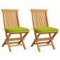 vidaXL Sillas de jardín 2 uds madera teca con cojines verde brillante vidaXL Sillas de jardín 2 uds madera teca con cojines verde brillante