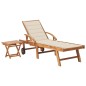 vidaXL Tumbona con mesa y cojín madera maciza de teca vidaXL Tumbona con mesa y cojín madera maciza de teca