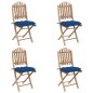 vidaXL Set de comedor de jardín plegable 5 piezas con cojines bambú vidaXL Set de comedor de jardín plegable 5 piezas con cojines bambú
