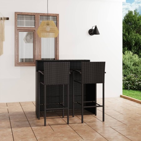 vidaXL Conjunto de bar de jardín 3 piezas negro
