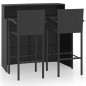 vidaXL Conjunto de bar de jardín 3 piezas negro vidaXL Conjunto de bar de jardín 3 piezas negro