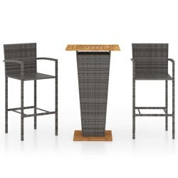 vidaXL Conjunto de bar para jardín 3 piezas gris