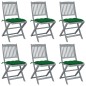 vidaXL Sillas de jardín plegables 6 uds cojines madera maciza acacia vidaXL Sillas de jardín plegables 6 uds cojines madera maciza acacia
