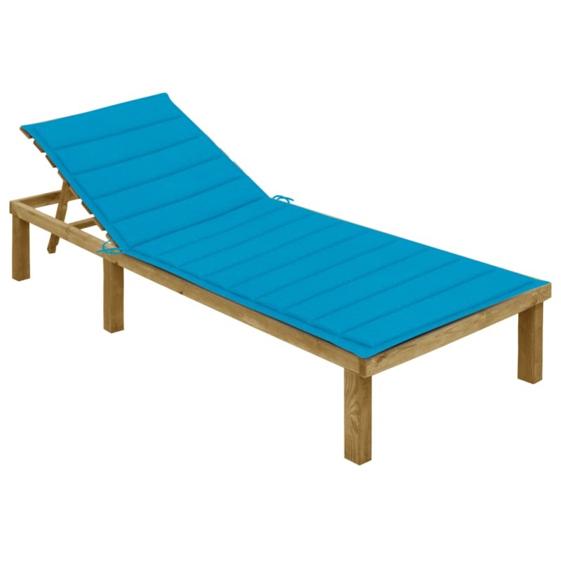 vidaXL Tumbona con cojín azul madera de pino impregnada vidaXL Tumbona con cojín azul madera de pino impregnada