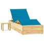 vidaXL Tumbona de jardín con mesa y cojín de madera de pino impregnada vidaXL Tumbona de jardín con mesa y cojín de madera de pino impregnada