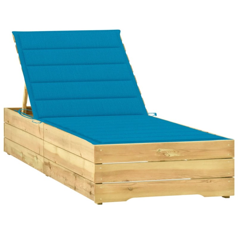 vidaXL Tumbona con cojín azul madera de pino impregnada vidaXL Tumbona con cojín azul madera de pino impregnada