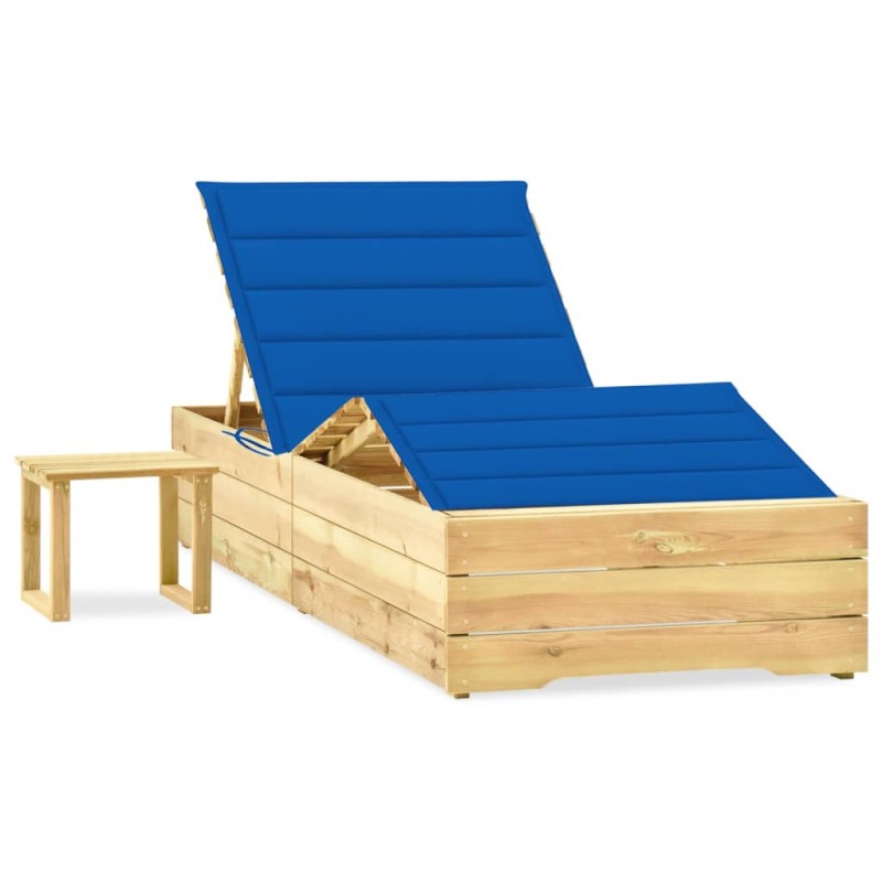 vidaXL Tumbona de jardín con mesa y cojín de madera de pino impregnada vidaXL Tumbona de jardín con mesa y cojín de madera de pino impregnada
