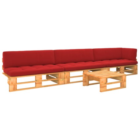 vidaXL Muebles de palets 4 pzas y cojines madera pino impregnada miel