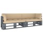 vidaXL Sofá de palets 2 plazas cojines gris madera de pino impregnada vidaXL Sofá de palets 2 plazas cojines gris madera de pino impregnada