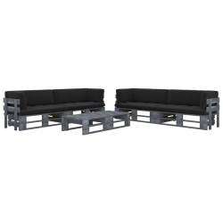 vidaXL Muebles de palets 6 pzas y cojines madera pino impregnada gris